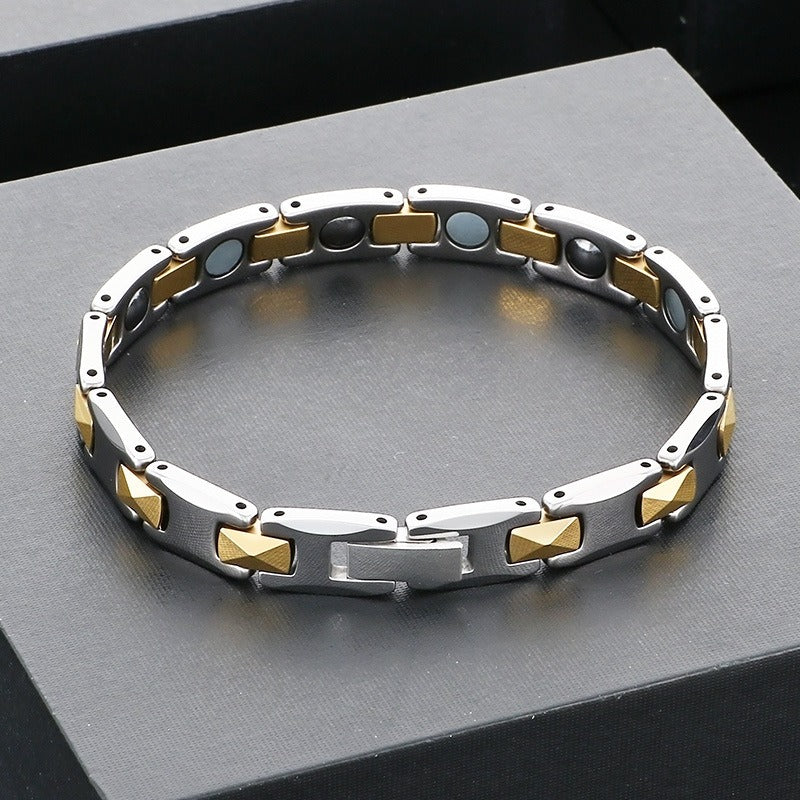 Kemstone Men’s Tungsten Steel Magnetic Germanium Bracelet – 8mm Link Chain KB208921-JI