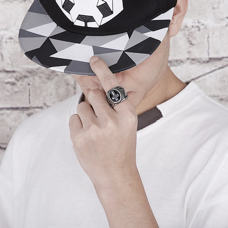 Kemstone Vintage Cross Signet Ring for Men KR101550-KFC