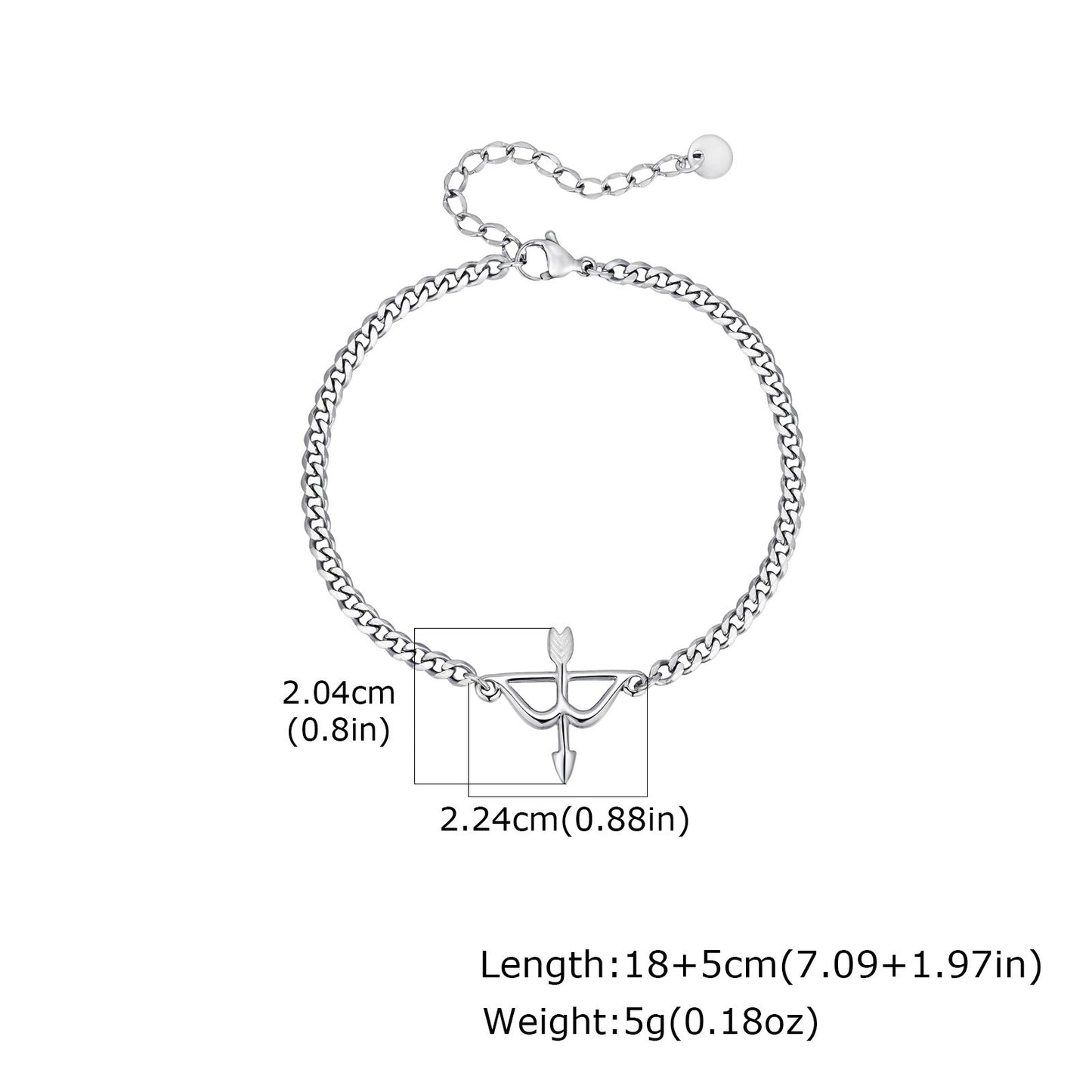Kemstone Archer Bracelet – Stainless Steel Bow & Arrow Chain Jewelry for Men & Women BR-2621