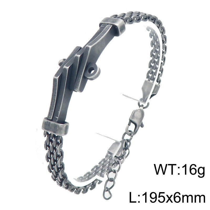 Kemstone Titanium Steel Cuban Link Bracelet for Men Curved Plate Mesh Chain KB213327-KFC