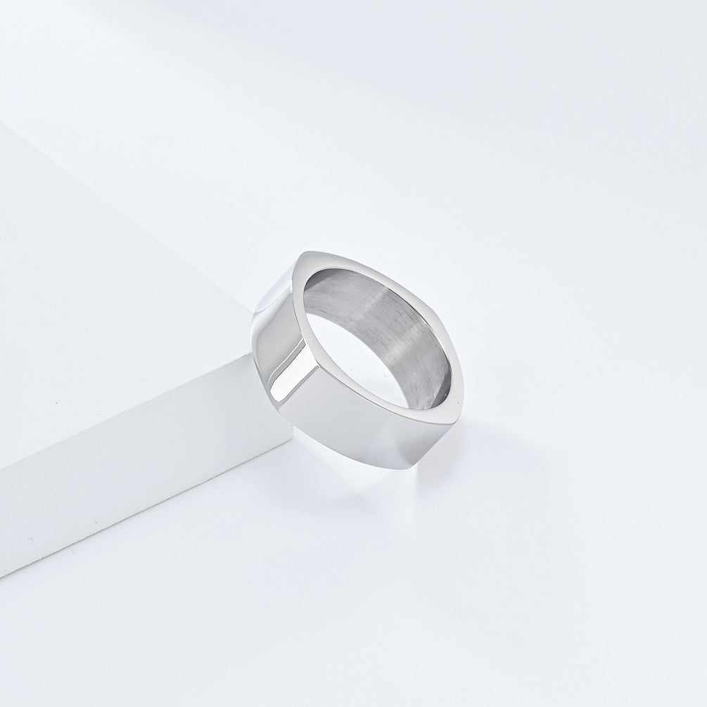 Kemstone Stainless Steel Square Ring for Men & Women – Bold Minimalist Jewelry K-R871