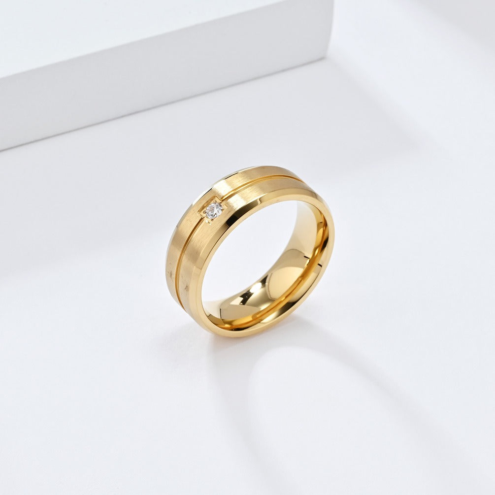 Kemstone Stainless Steel Cubic Zirconia Inlay Ring for Men – 8mm K-R910