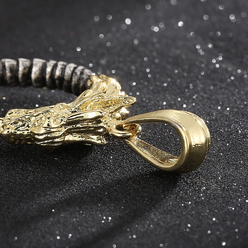 Kemstone Viking Dragon Infinity Titanium Steel Pendant Necklace for Men – Two Tone KP100397-KJX