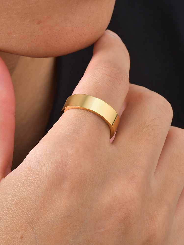 Kemstone Gold Plated Stainless Steel Ring for Men Women Minimalist 6mm R-525