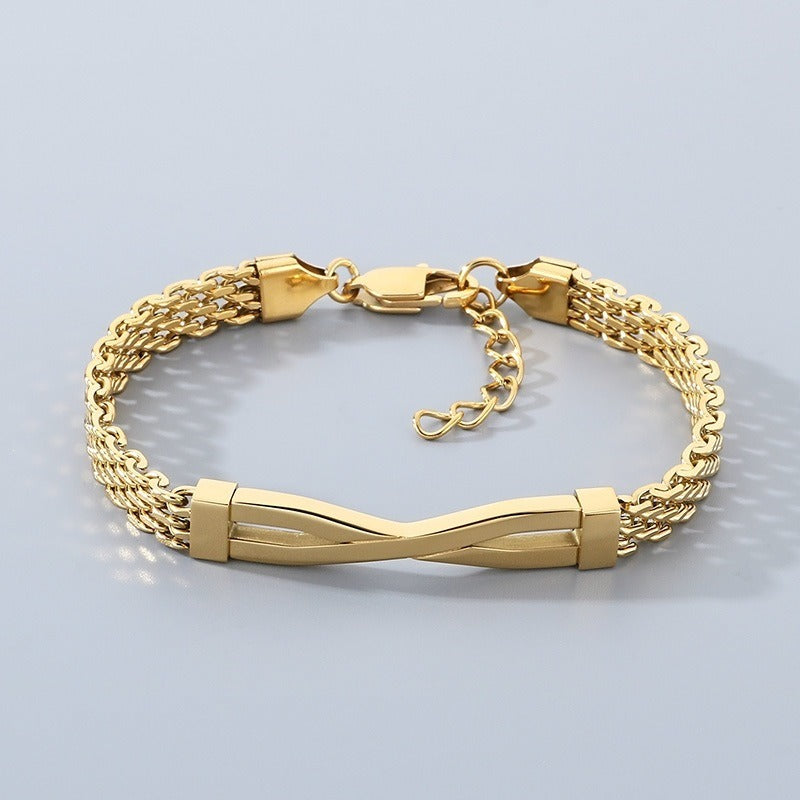 Kemstone Titanium Steel Twisted Bar Bracelet – Minimalist Link Chain for Men KB212529-KFC
