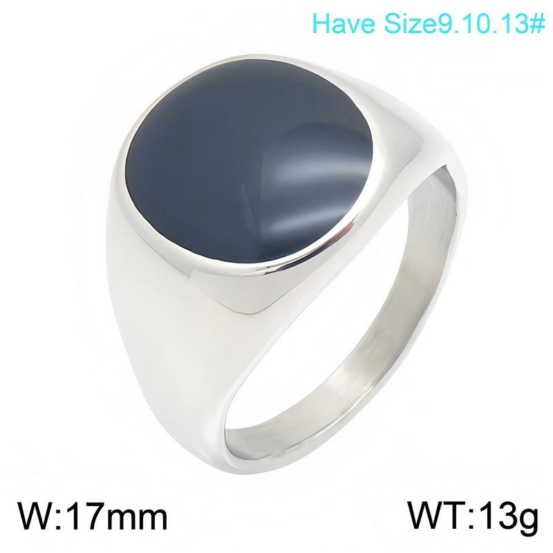 Kemstone Black Resin Signet Ring for Men Titanium Steel KR116511-KFC