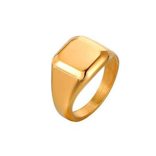 Kemstone Square Signet Ring for Men Stainless Steel Brushed Minimalist RC-693