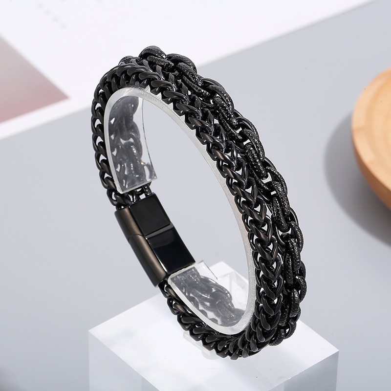 Kemstone Titanium Steel Double Layer Chain Bracelet for Men 220*8mm KB153089-KFC