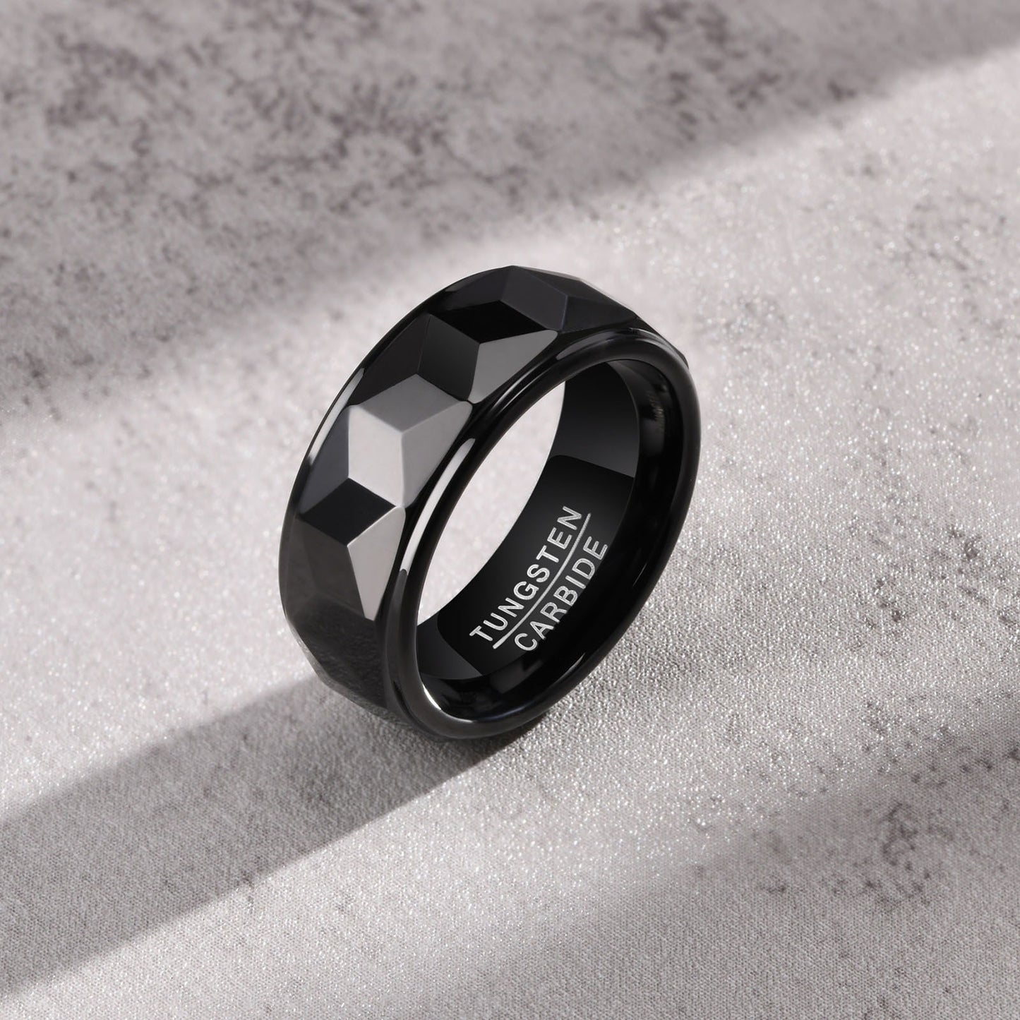 Kemstone Tungsten Steel Ring for Men – Matte Black & Gold Contrast Durable Minimalist Band TCR-043