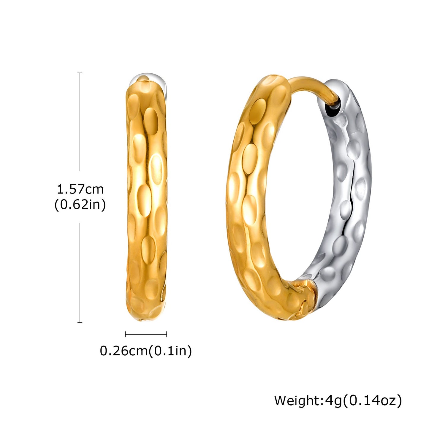 Elegantes pendientes geométricos de acero inoxidable con baño de oro bicolor para mujer EH-707