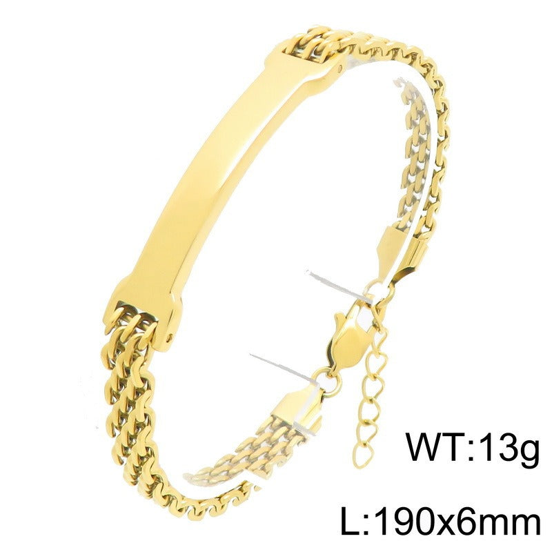 Kemston Titanium Steel Curved Bar Mesh Chain Bracelet for Men Vintage Link Wrist KB213303-KFC