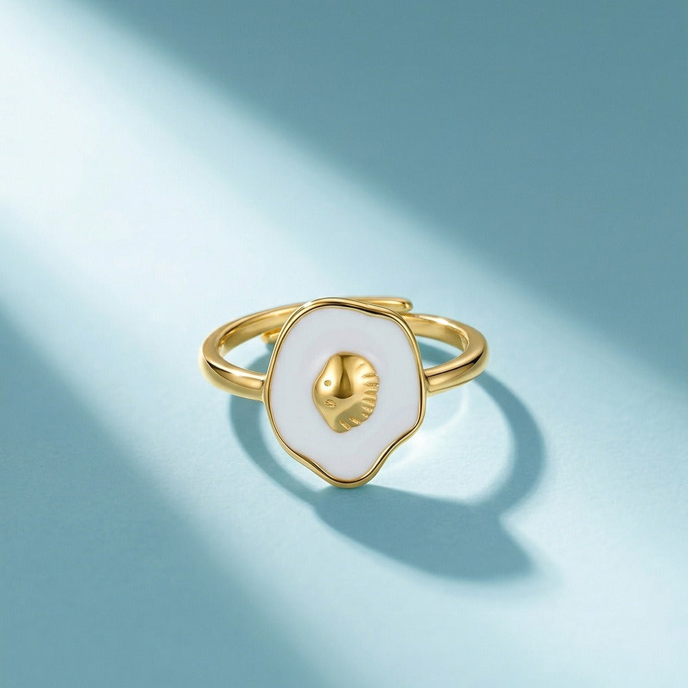 Kemstone Shell Ring for Women 925 Sterling Silver Adjustable Open Enamel Detail APR45