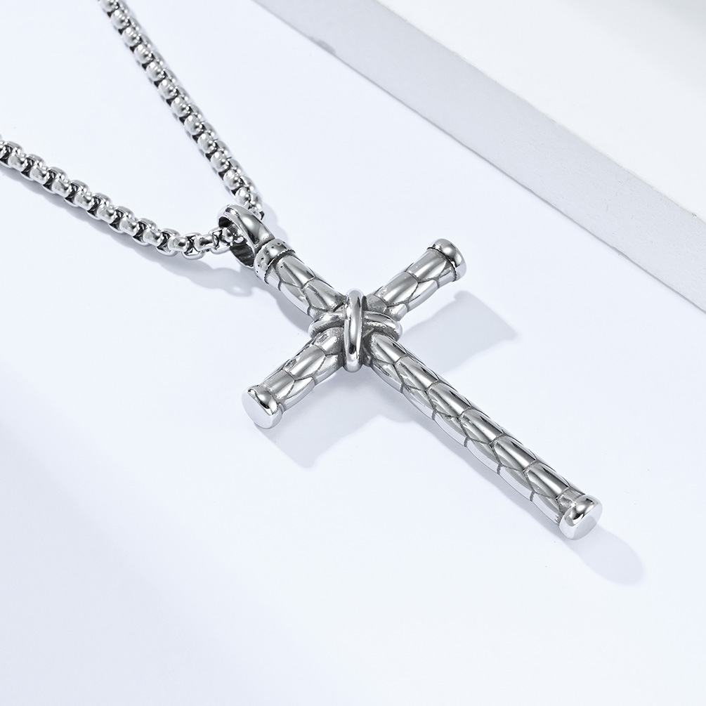 Kemstone Stainless Steel Knotted Cross Pendant Necklace for Men K-PT439