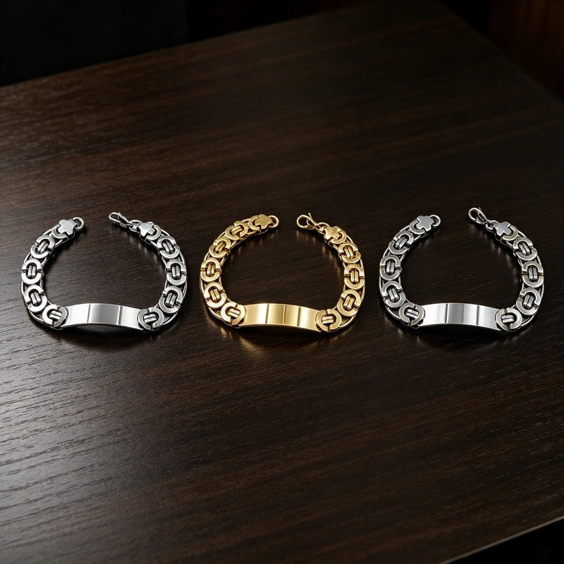 Kemstone Titanium Steel ID Bracelet for Men Curved Plate KB215057-JG
