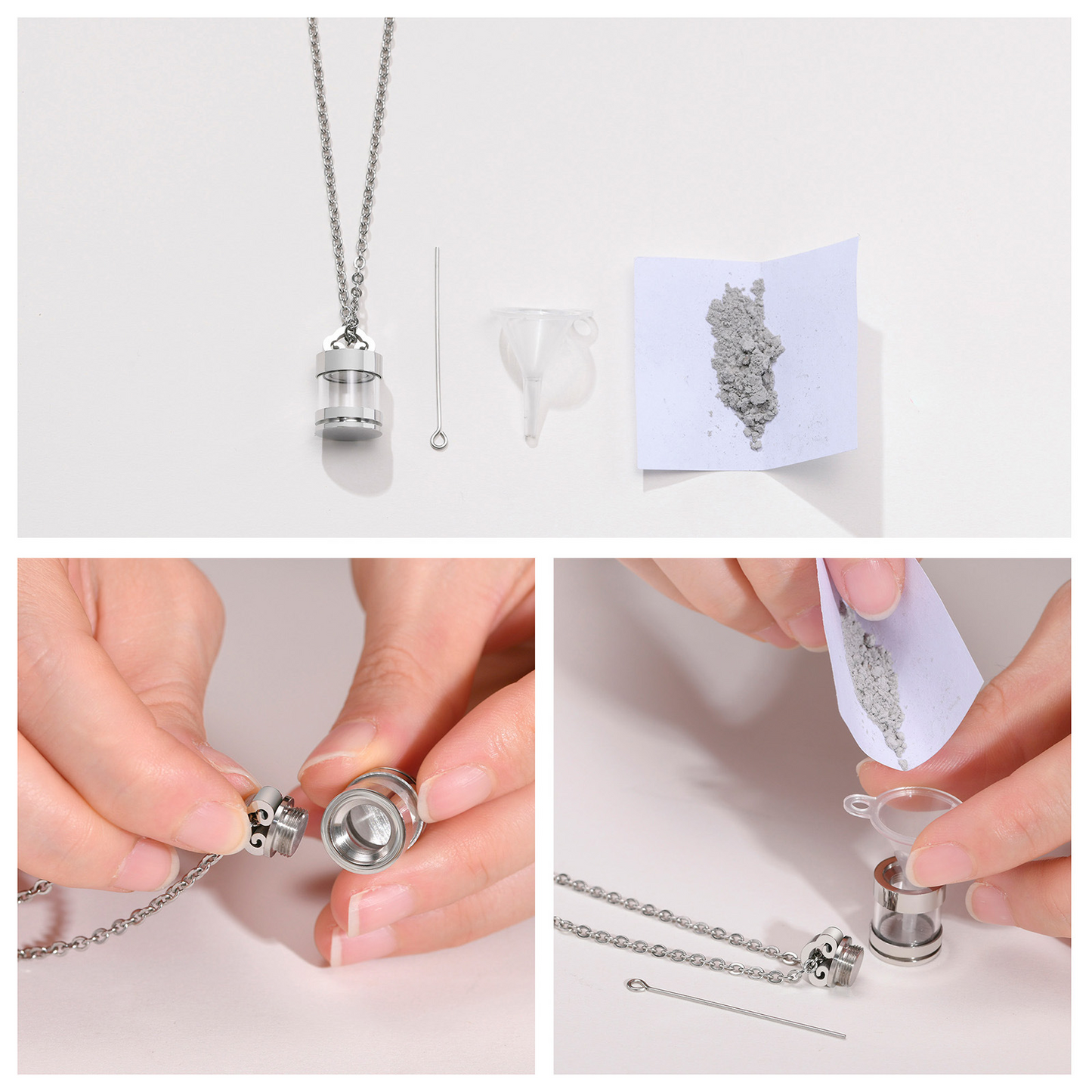 Kemstone Stainless Steel Keepsake Pendant Necklace for Men Women Glass Capsule PN-1537