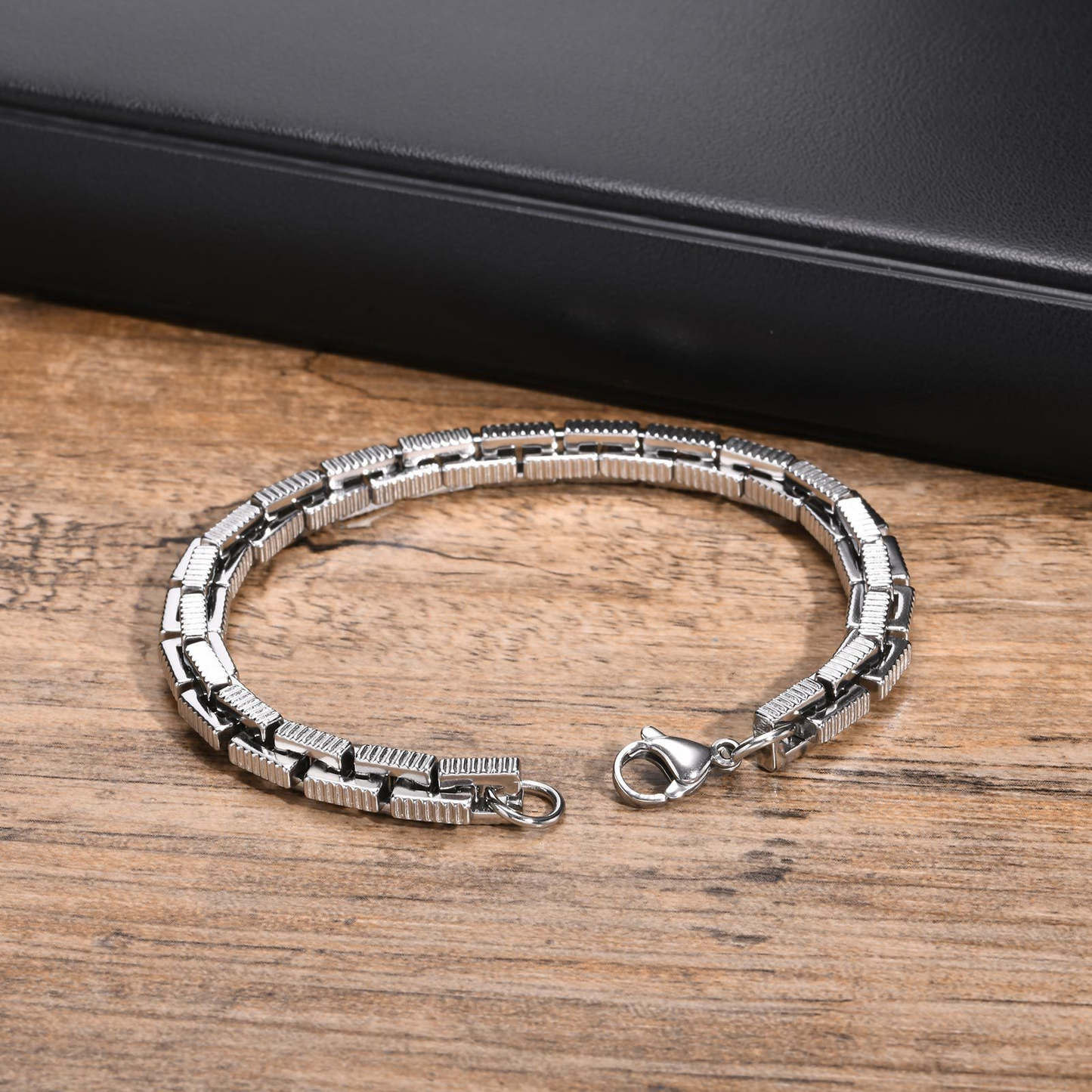 Kemstone Stainless Steel Square Link Chain Bracelet for Men Vintage BR-2043S