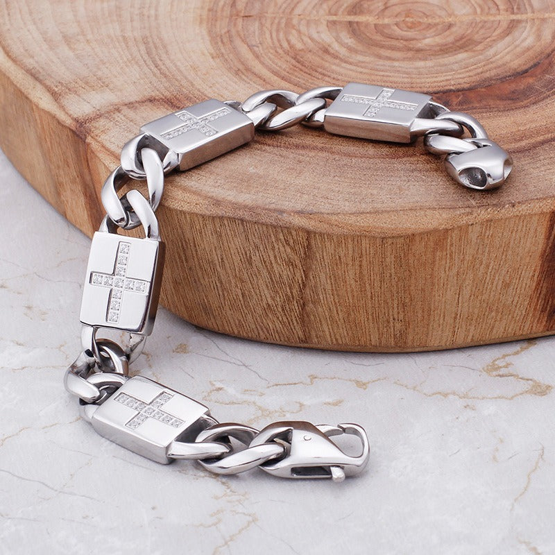 Kemstone Cross Link Bracelet for Men Titanium Steel Chunky Chain KB102750-BD