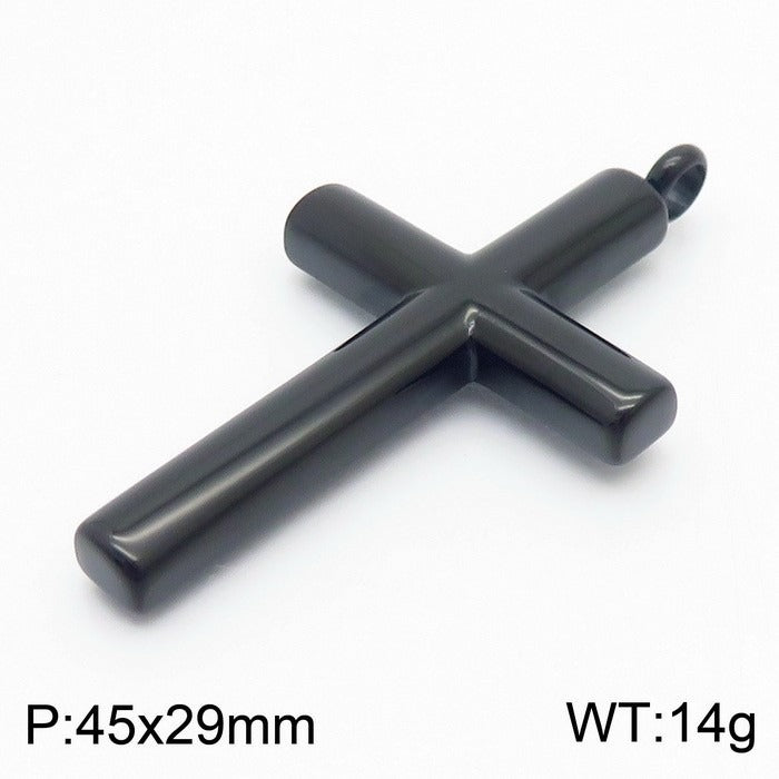 Kemstone Classic Titanium Steel Cross Necklace – Polished Pendant for Couples KP55901-BD