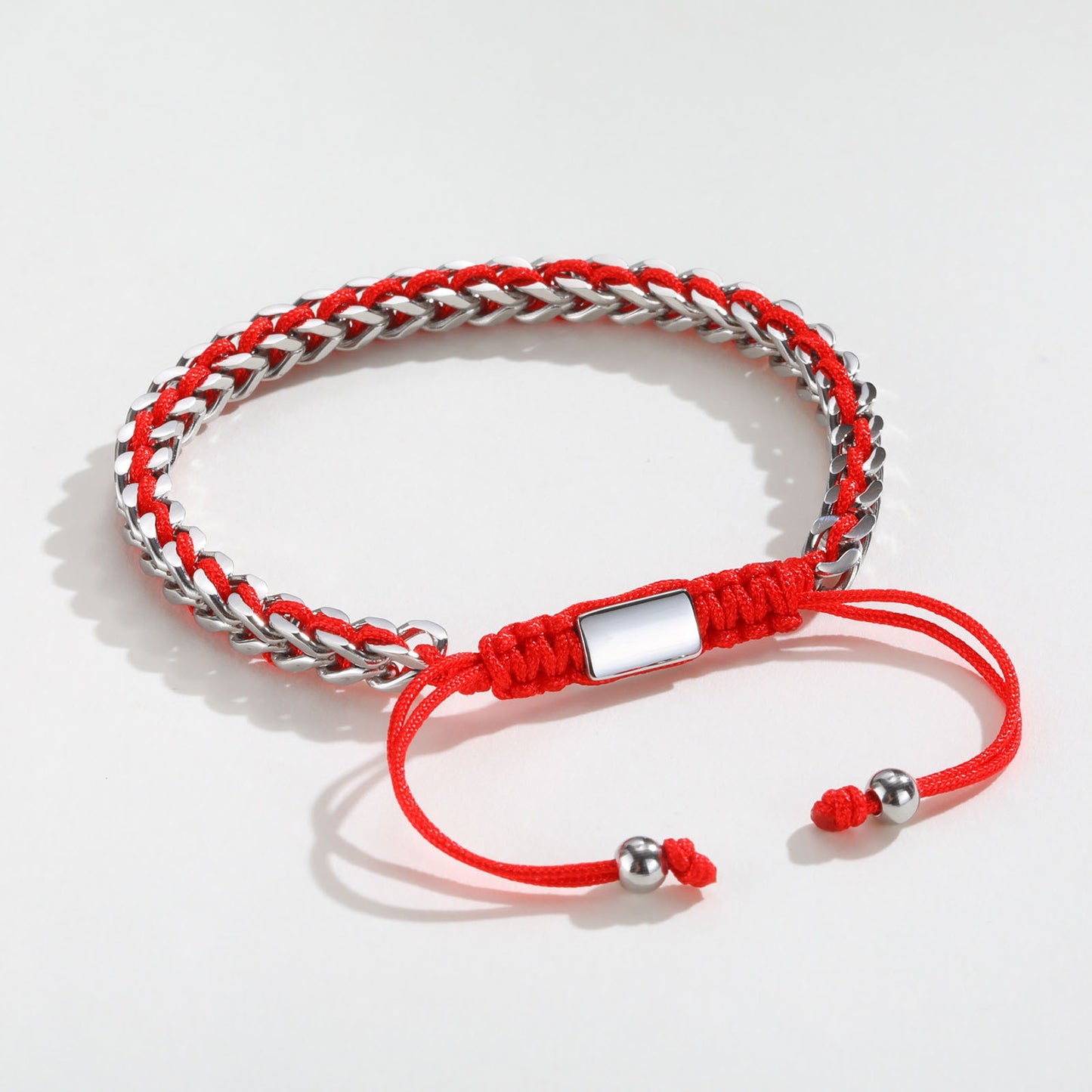 Kemston Stainless Steel Dragon Chain Bracelet for Men Braided Cord Adjustable Style BR-2351