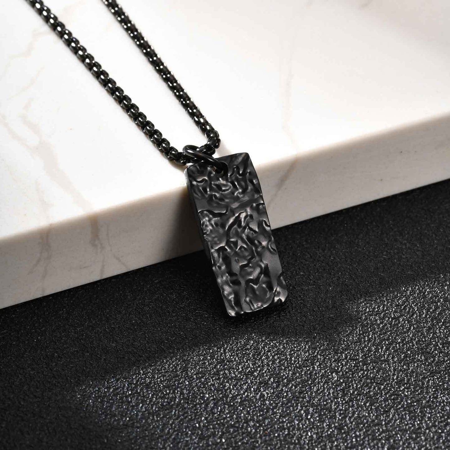 Kemstone Textured Rectangle Pendant Necklace for Men PN-2194