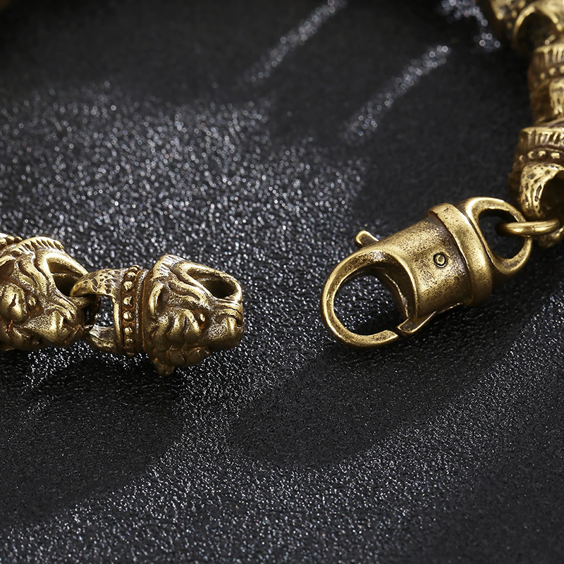 Kemstone Titanium Steel Tiger Head Bead Bracelet for Men KB152704-KJX