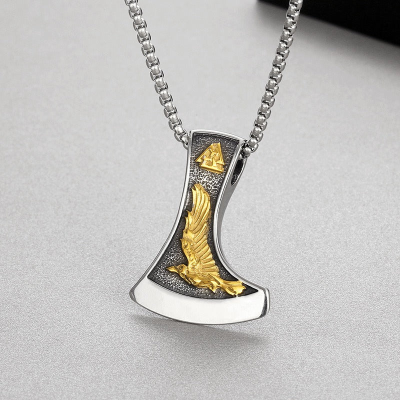Kemstone Titanium Steel Viking Axe Pendant Necklace for Men KP130625-TLX