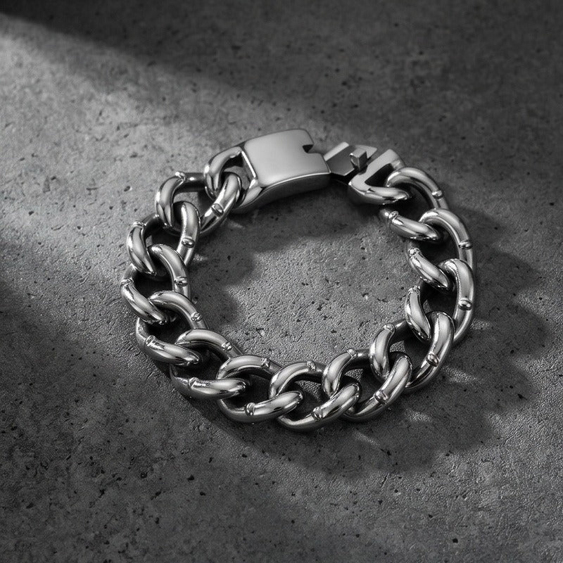 Kemstone Heavy Cuban Link Bracelet for Men Titanium Steel 18mm Hip Hop Chain KB213362
