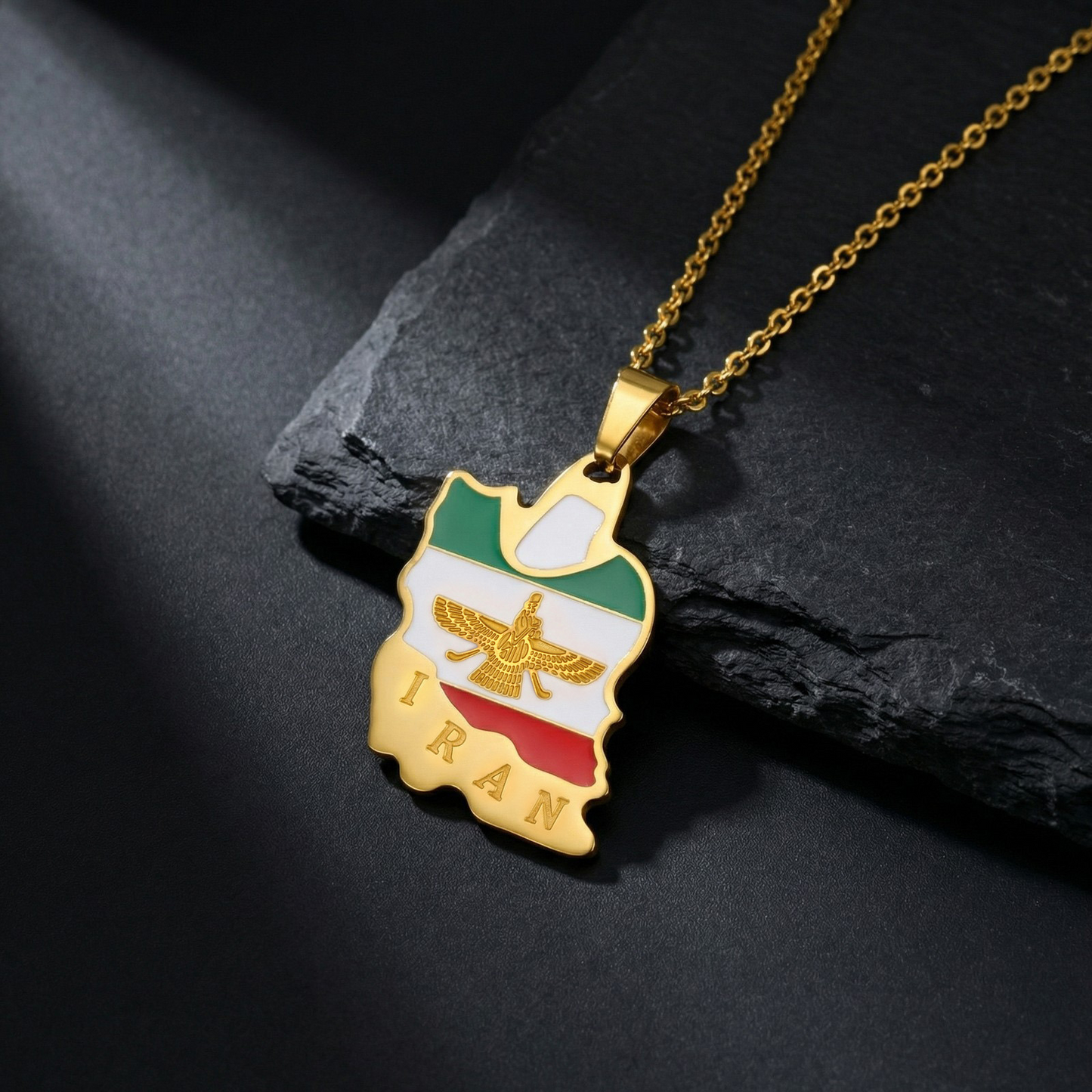 Kemstone Stainless Steel Iran Map Pendant Necklace for Men Women Gold Silver PN-2345 PN-2345