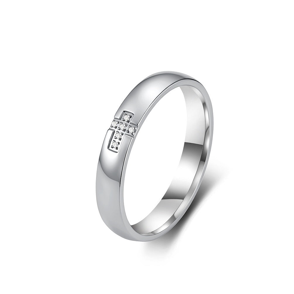 Kemston Cross Ring for Men & Women Stainless Steel Small Stone Detail K-R1222