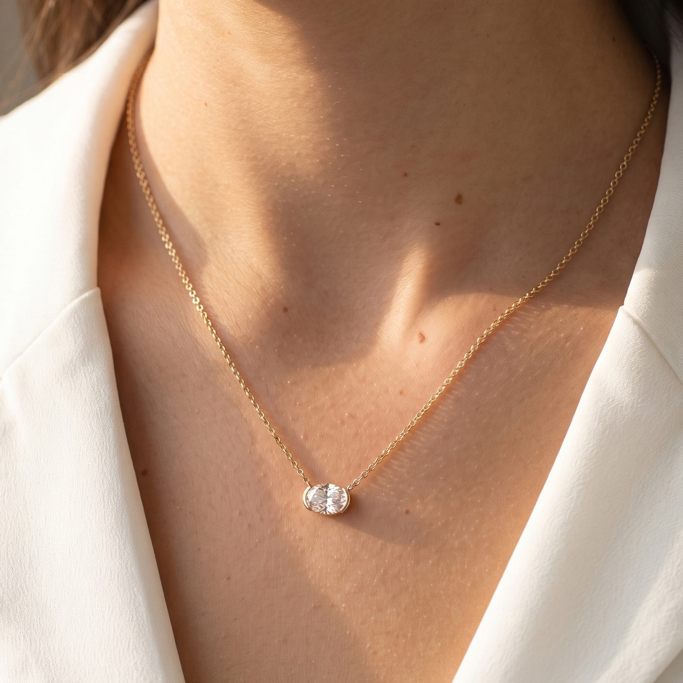 Kemstone 1CT Oval Moissanite Necklace for Women 925 Sterling Silver Pendant SMON28