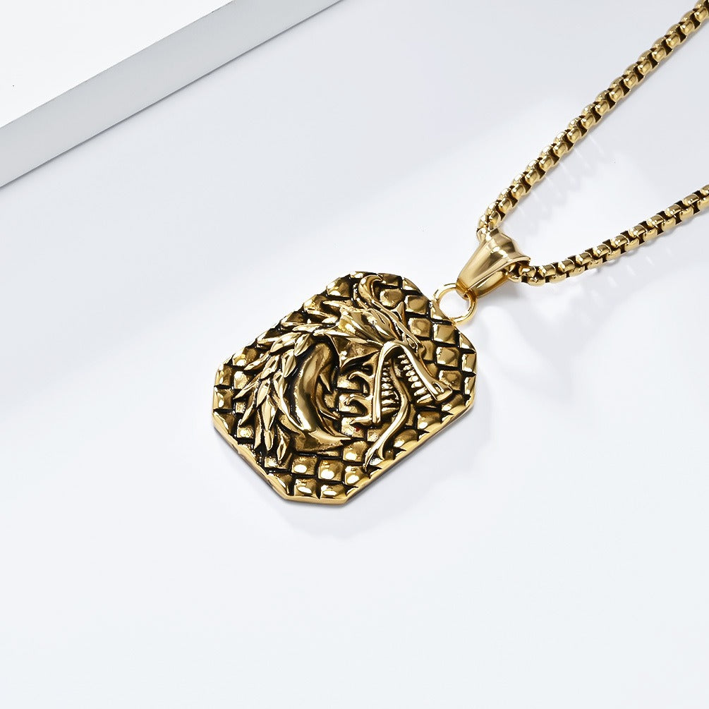 Kemstone Dragon Head Relief Necklace for Men Stainless Steel Vintage K-PT578