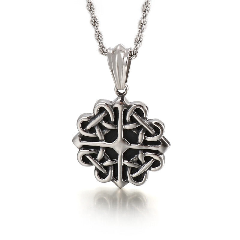 Kemstone Titanium Steel Turquoise Cross Pendant Necklace for Men KP52781-BD