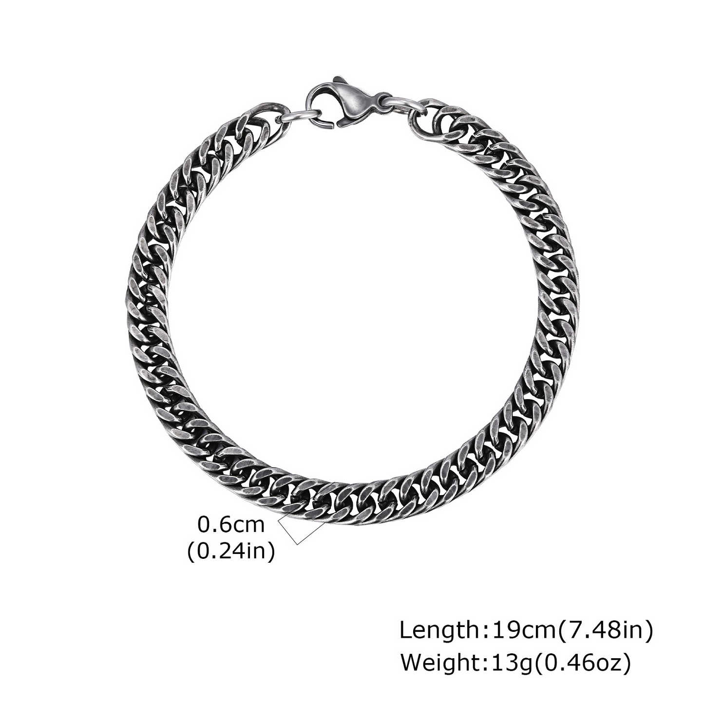 Kemstone Stainless Steel Cuban Link Bracelet for Men – 6mm Chain BR-1749