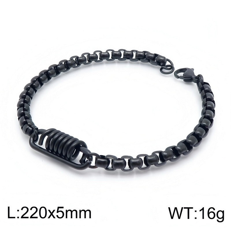 Kemstone Titanium Steel Coil Curb Chain Bracelet for Men KB146635-KLHQ