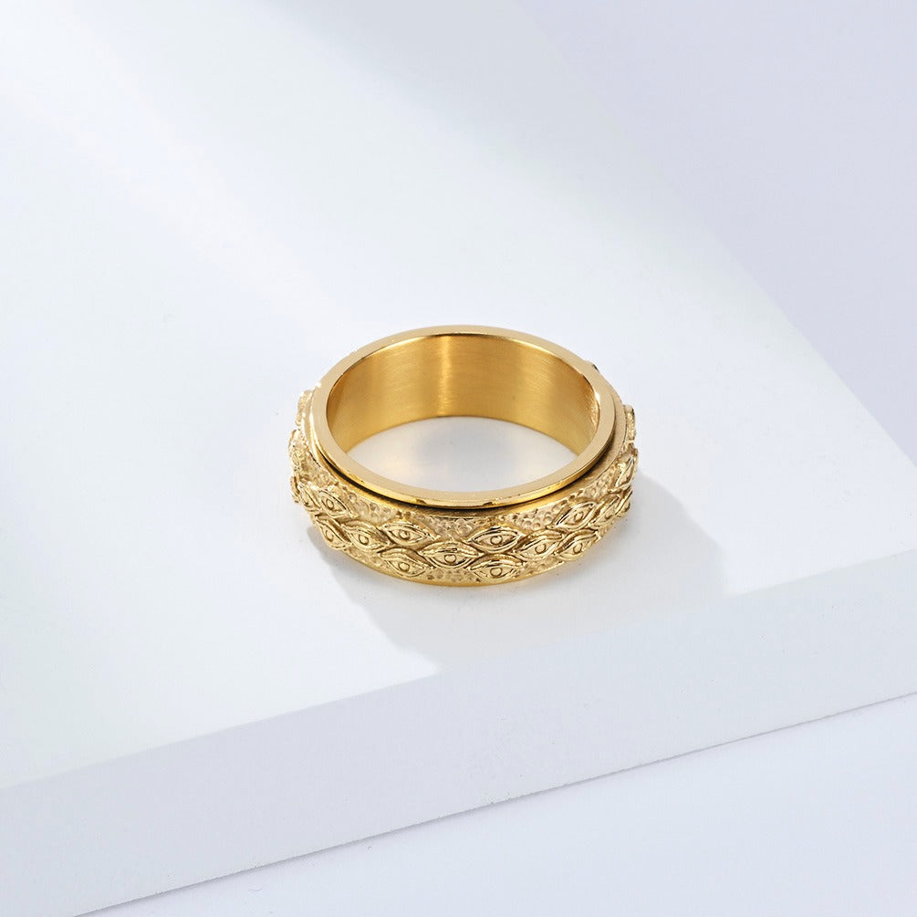 Kemstone Stainless Steel Evil Eye Spinner Ring for Men & Women – Vintage Style K-R1063