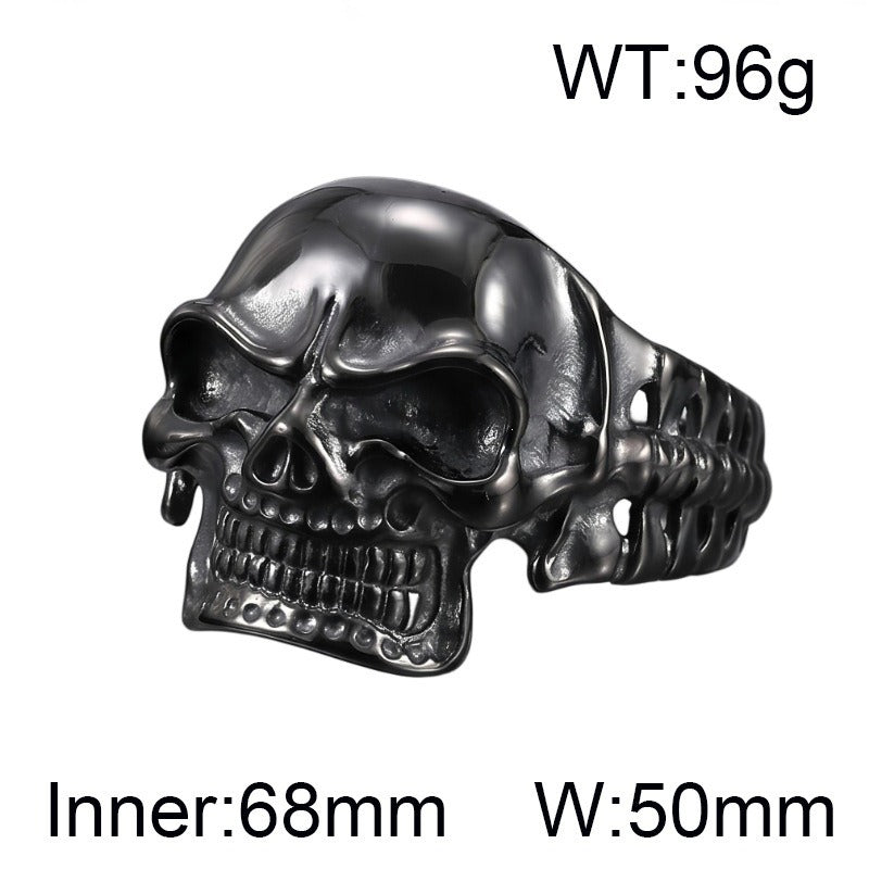 Kemston Titanium Steel 3D Skull Cuff Bracelet for Men Gothic Biker KB36415-D