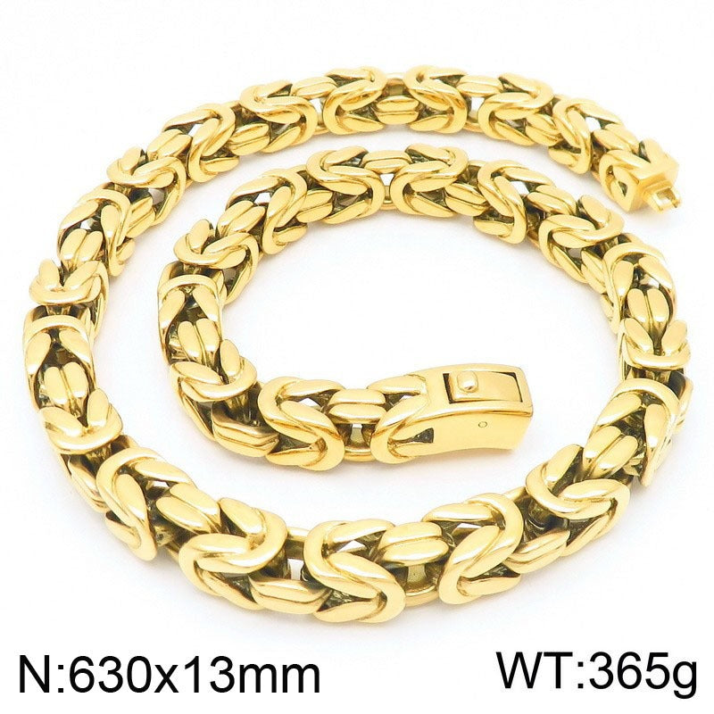 Kemstone Titanium Steel Peace Pattern Imperial Chain Necklace – Vintage Hui Geometry for Men KN86617-BD