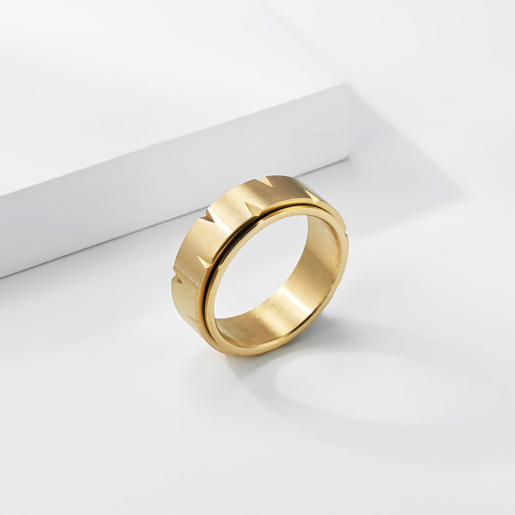 Kemstone Spinner Ring for Men Stainless Steel Matte Rotating Design K-R1148