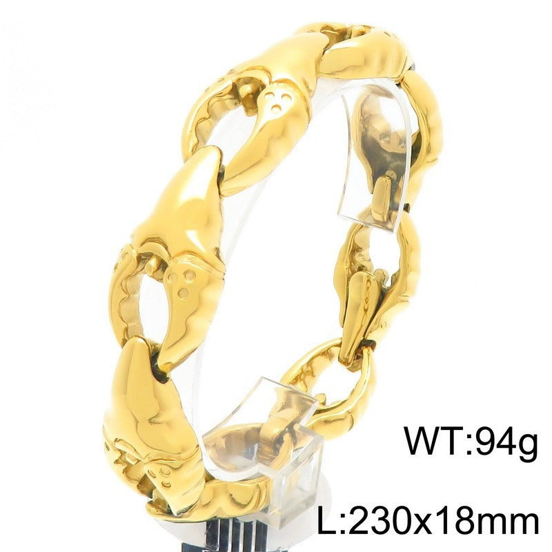 Kemstone Titanium Steel Crab Claw Bracelet for Men – Heavy Chain Punk Style KB205186-KJX