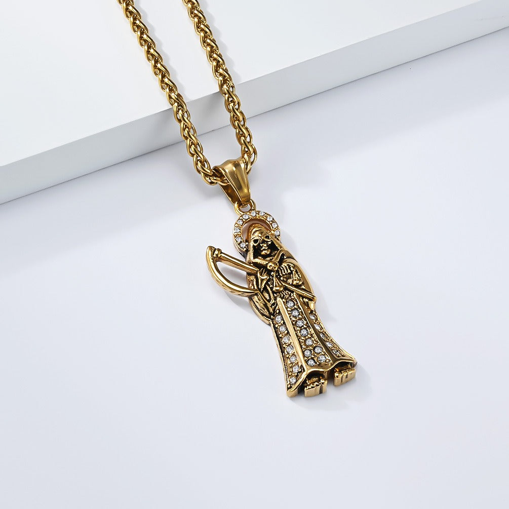 Kemstone Stainless Steel Guardian Figure Pendant Necklace for Men – Gothic Hip Hop DZ-065