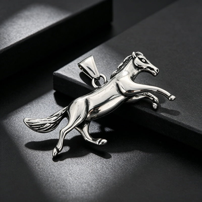 Kemston Stainless Steel Pegasus Horse Pendant Necklace for Men Wing Vintage Silver KP118626-LU