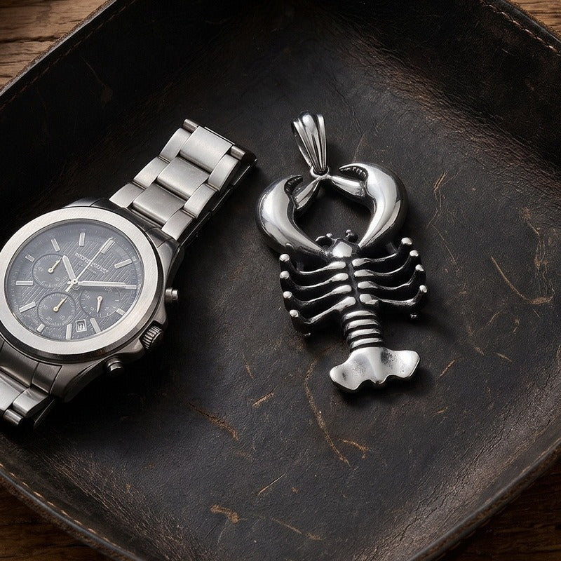 Kemstone Stainless Steel Lobster Pendant Necklace for Men Marine Object Chain KP117944-KJX