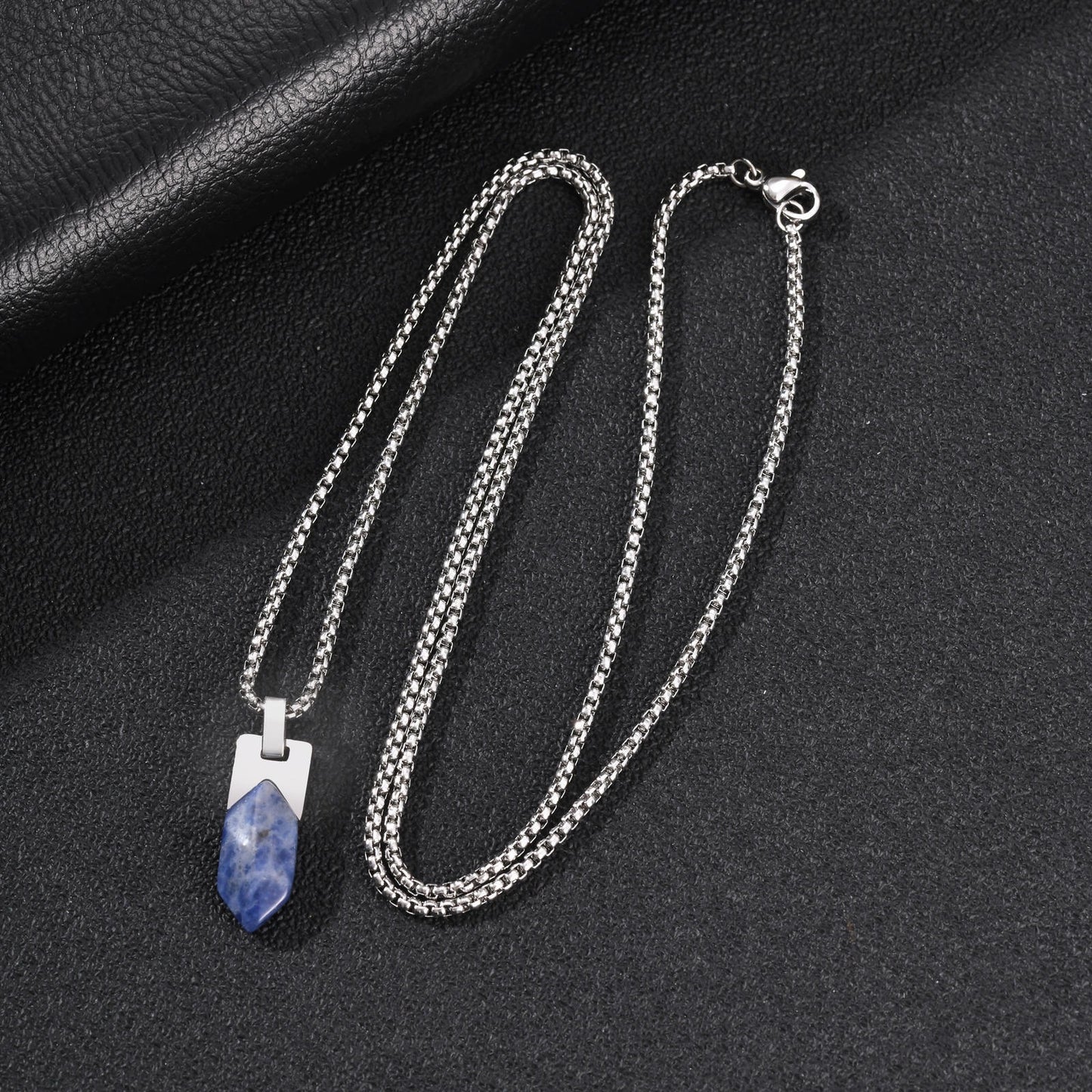 Kemstone Geometric Tiger Eye Pendant Necklace for Men Stainless Steel PN-2439