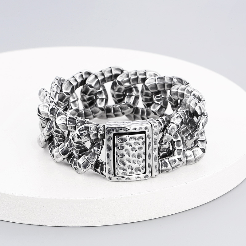 Kemstone Snake Chain Bracelet for Men Titanium Steel Snake Scale Link Design KB165138-KJX