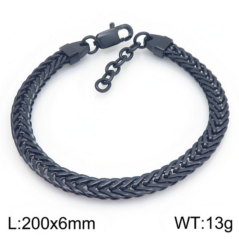 Kemston Braided Chain Bracelet for Men Stainless Steel Woven Texture KB216164-KFC