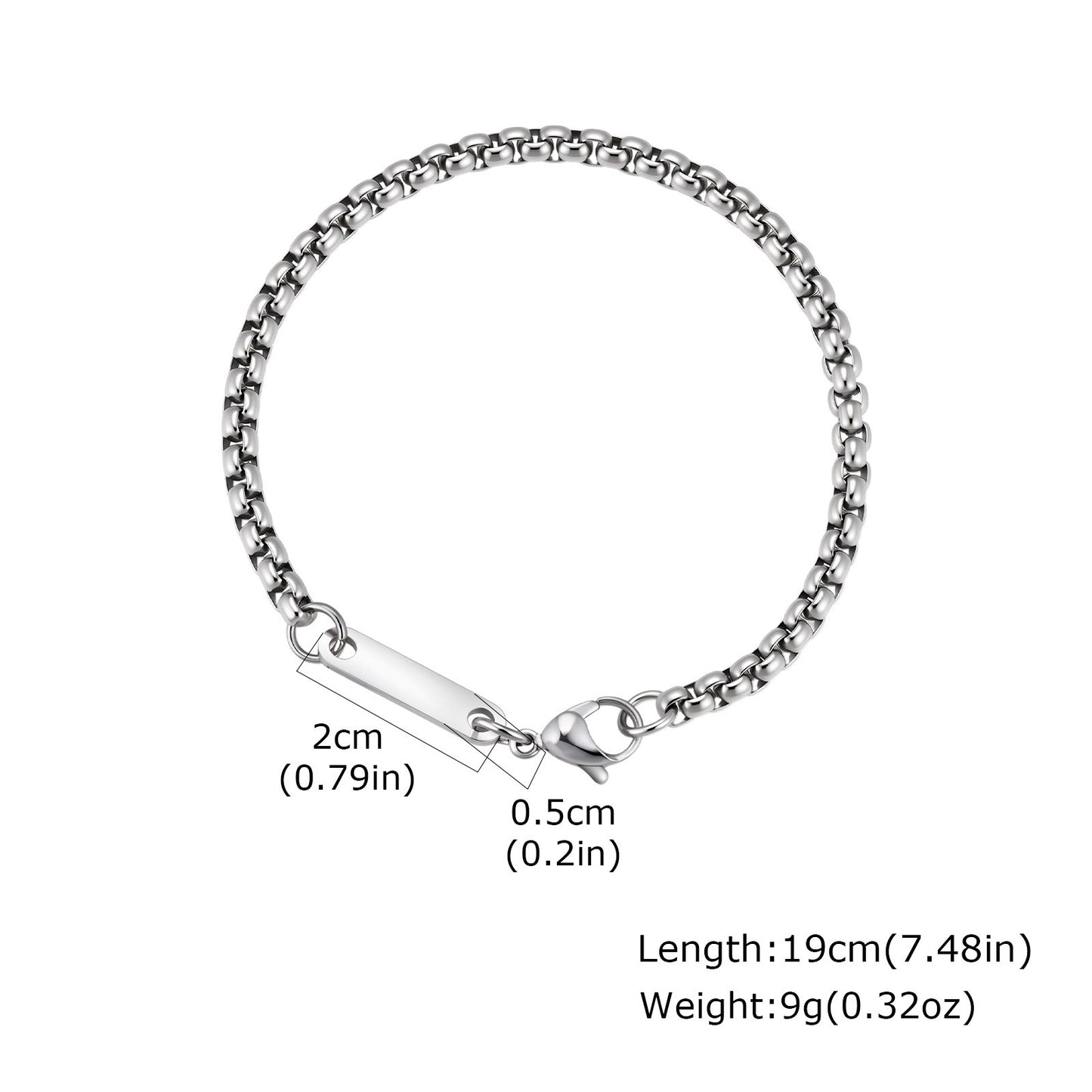 Kemstone Stainless Steel ID Curb Chain Bracelet for Men BR-3074