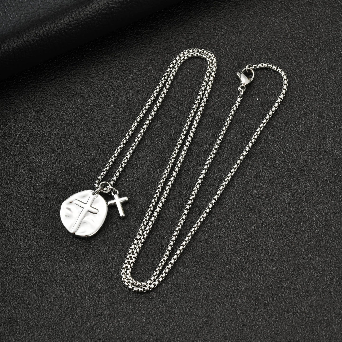 Kemstone Vintage Coin Medallion Necklace with Cross Pendant for Men Stainless Steel PN-2277