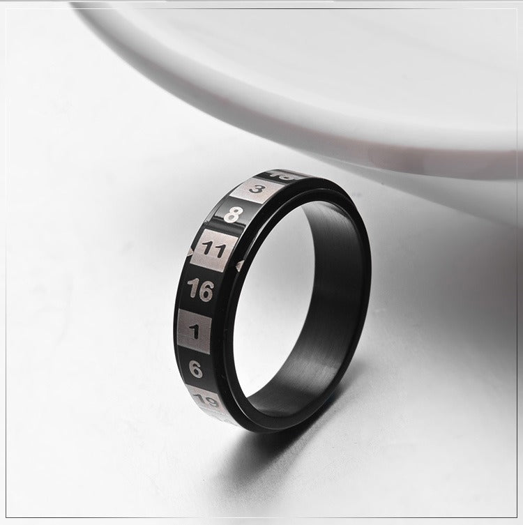 Kemstone Rotating Number Spinner Ring for Men, Stainless Steel 6mm Rainbow Black K-R122