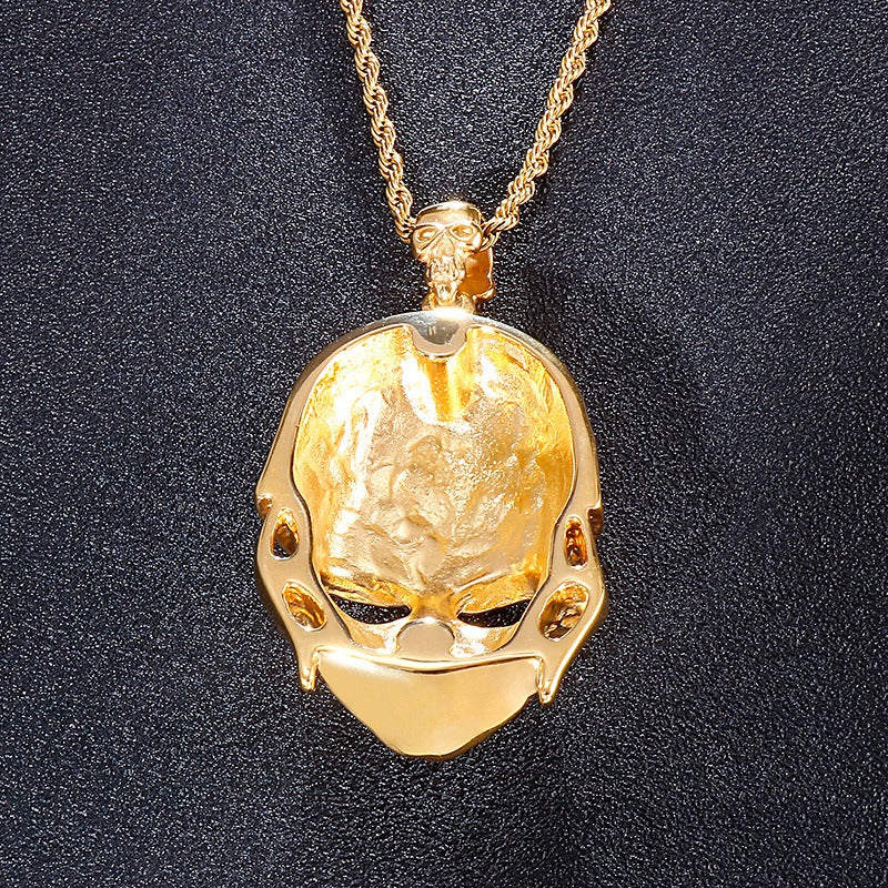 Kemstone Gothic Skull Pendant Necklace for Men – Titanium Steel KP37967-D