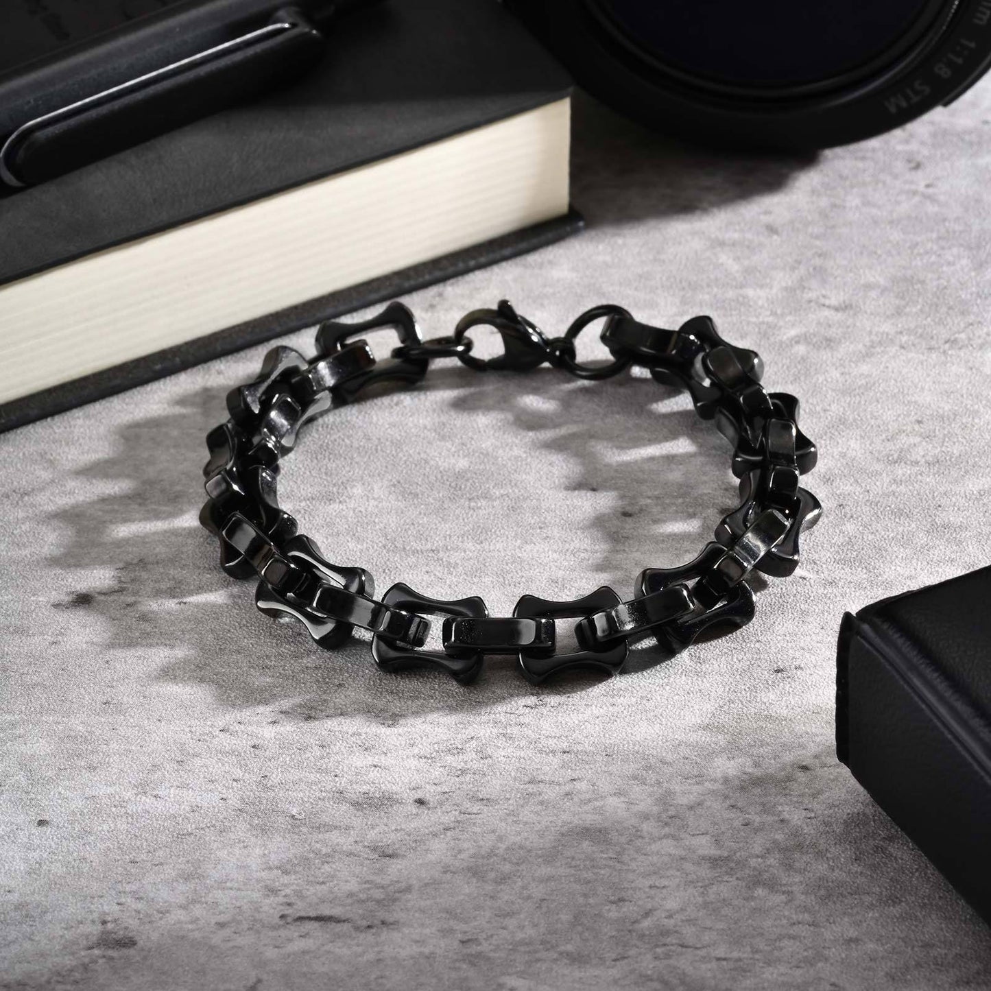 Kemstone Stainless Steel Biker Chain Bracelet – Handmade Punk Men’s Jewelry BR-1986